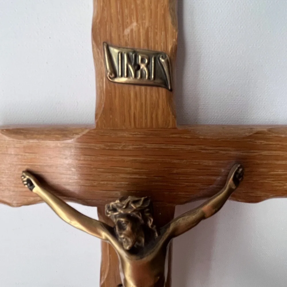 Crucifix Wall Cross, Handmade Catholic Wooden Cross with Jesus Christ for Wall